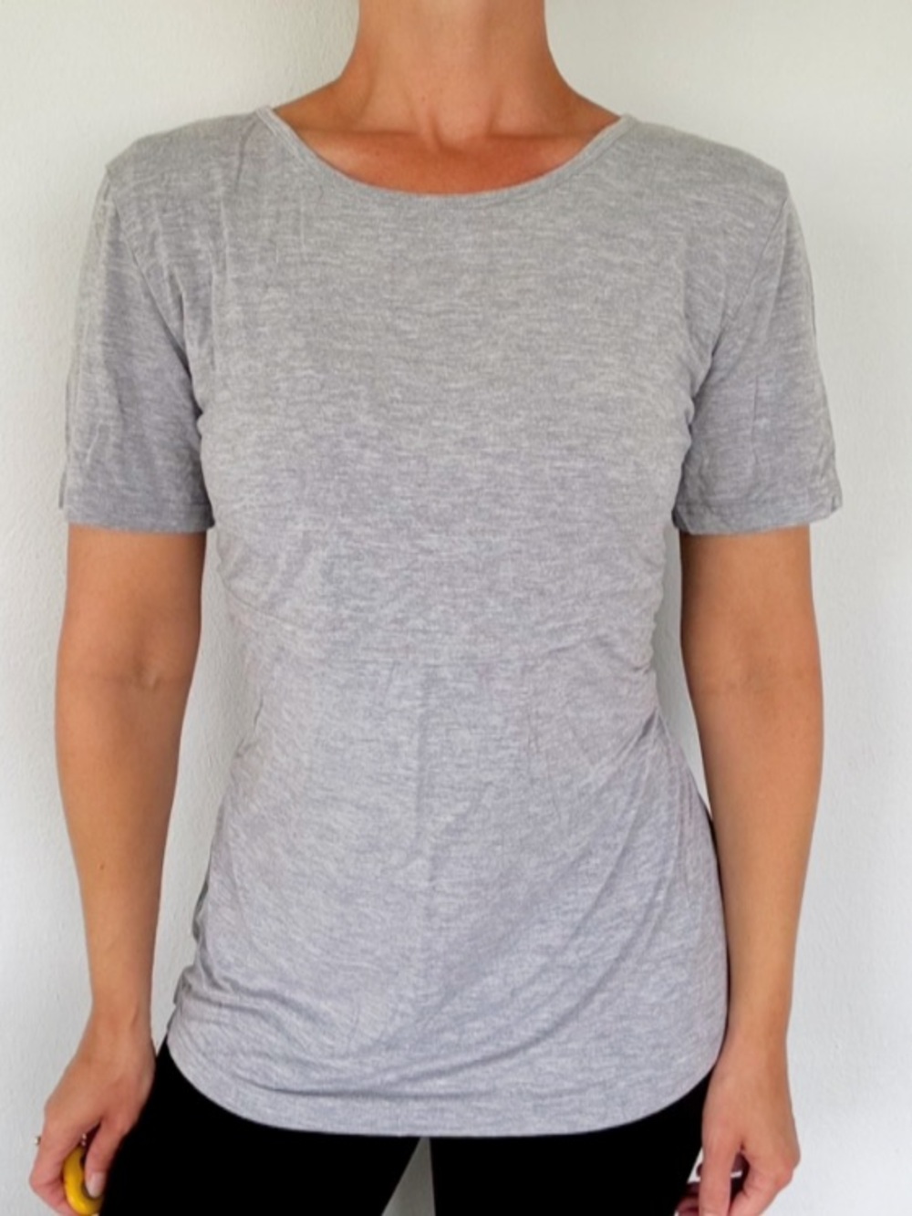 Sosolism gray stripe nursing short sleeve layered stretch tee size medium